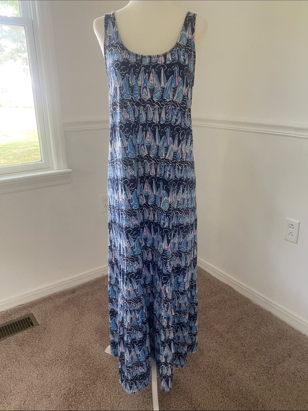 Lilly Pulitzer Navy and Light Blue Printed Maxi Dress